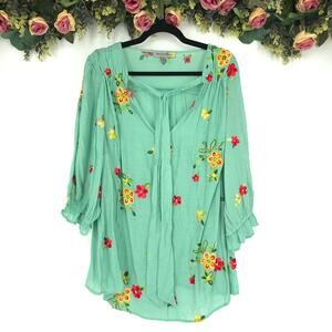 Figueroa & Flower 3/4 Sleeve Floral Embroidered Top Size 2X NWT